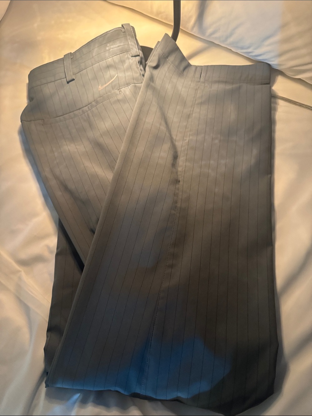 Nike Men's Gray Pinstriped Golf Tour Performance Pants - Pinstripe Straight Leg